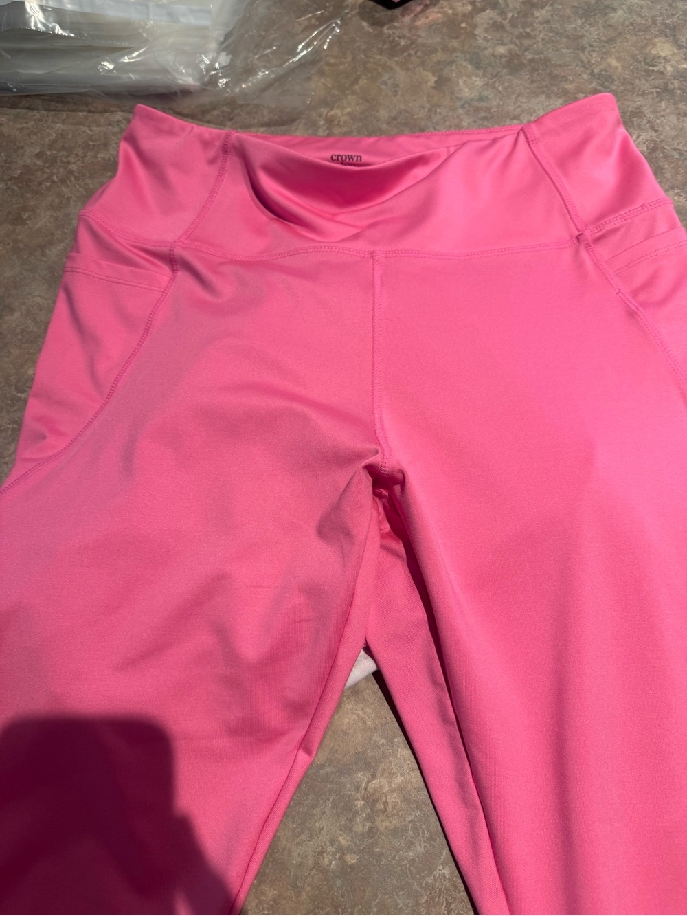 crown & ivy (2) Pair Hot Pink Solid & Hot Pink Floral Parrot Print Leggings - Picture 4 of 6
